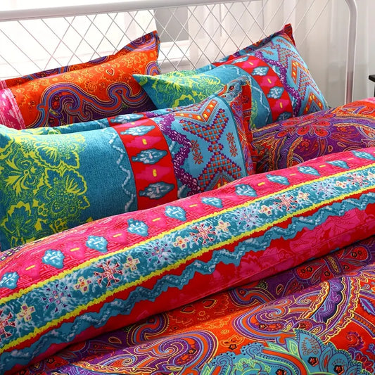 3-Piece Boho Bedding Set with Duvet Cover & Pillowcases