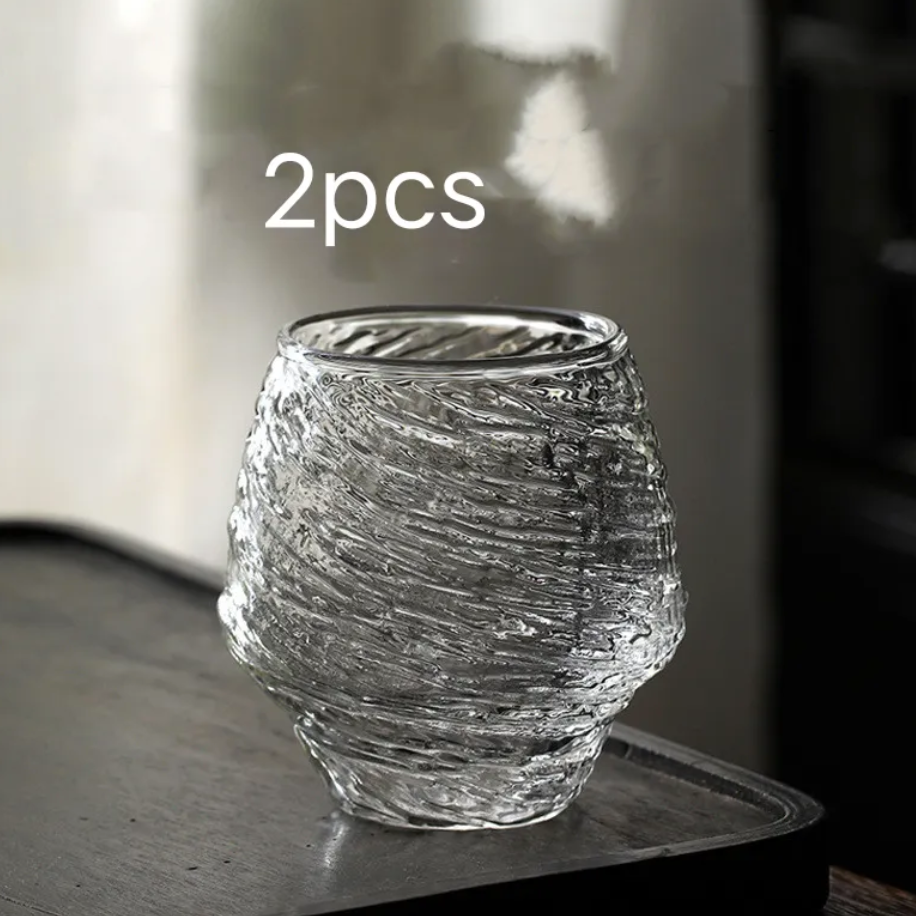 Textured Glass Japanese Tea Cup