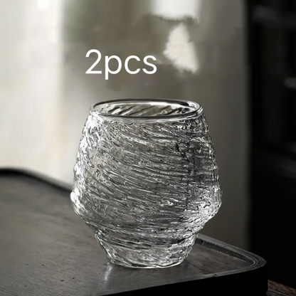 Textured Glass Japanese Tea Cup