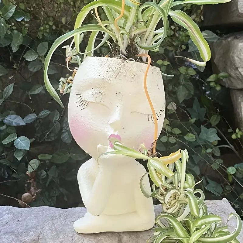 Funny Figure Flower Pot - Resin Flying Kiss Girl Planter
