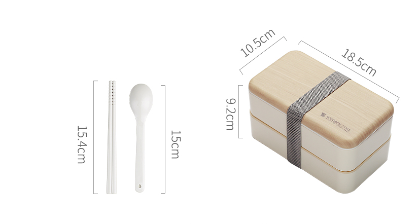 Portable Japanese Bento Box with Double Layer Compartments