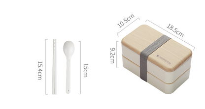 Portable Japanese Bento Box with Double Layer Compartments