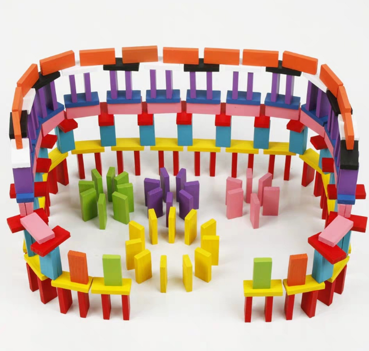 120-Piece Wooden Colorful Domino Set for All Ages