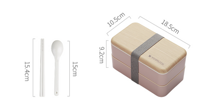 Portable Japanese Bento Box with Double Layer Compartments