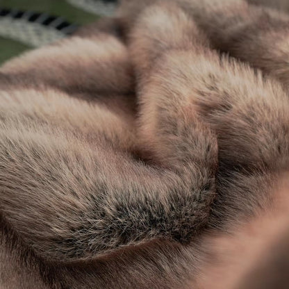 High-End Faux Fur Blanket - Elegant Plaid Design for Beds and Sofas