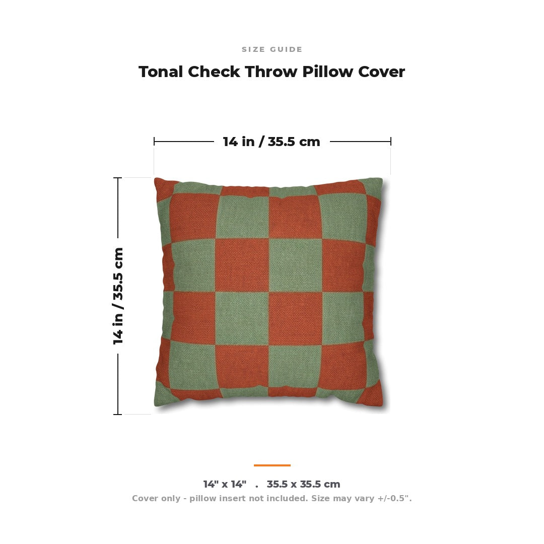Size guide: Tonal Check Throw Pillow Cover measures 14 by 14 inches (35.5 by 35.5 cm). Cover only, insert not included.